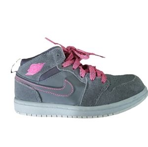 Nike Air Jordan 1 Mid Hyper Pink and Gray - Girls